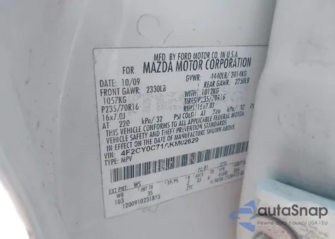 2010 Mazda Tribute I Sport from USA, damaged, VIN 4F2CY0C71AKM02629